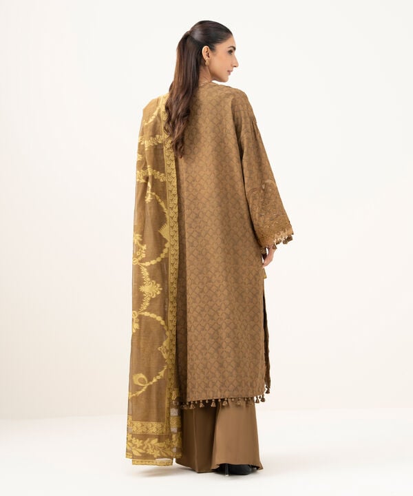 3 Piece - Embroidered Linen Jacquard Suit