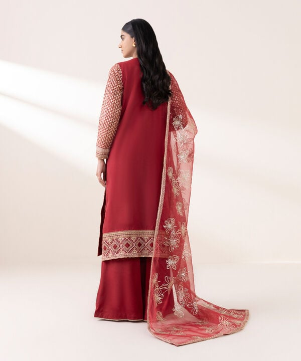 3 Piece - Embroidered Organza Suit (Stitched)