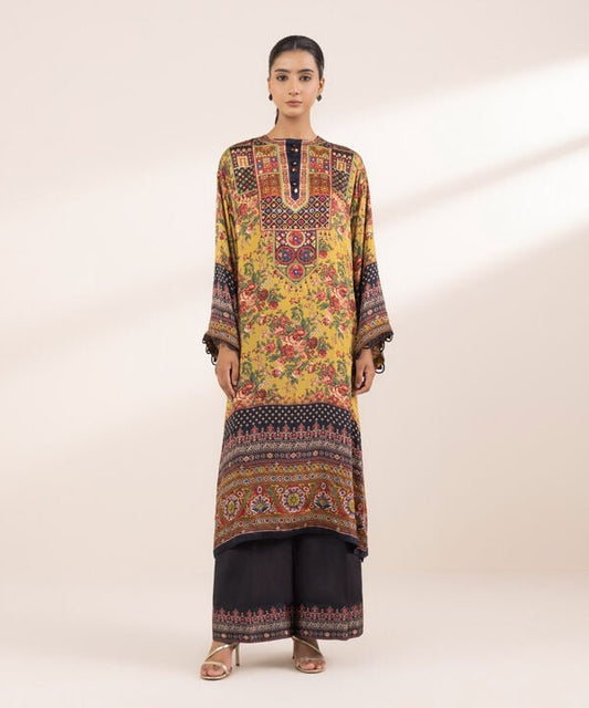 2 Piece - Embellished Silk Suit (Stitched)