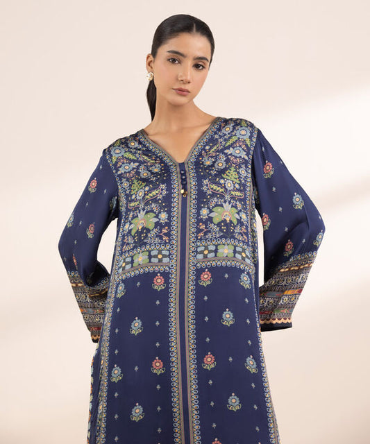 2 Piece - Embellished Silk Suit (Stitched)