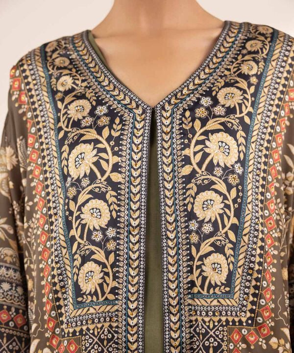 2 Piece - Embellished Silk Suit (Stitched)