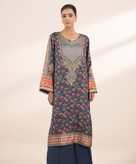 2 Piece - Embellished Silk Suit (Stitched)