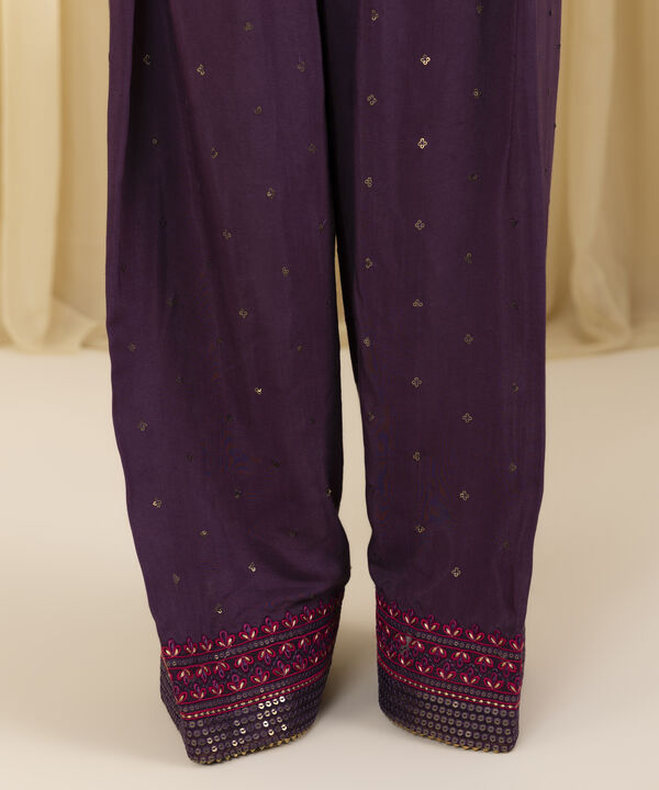 3 Piece - Embroidered Blended Net Suit (Unstitched)