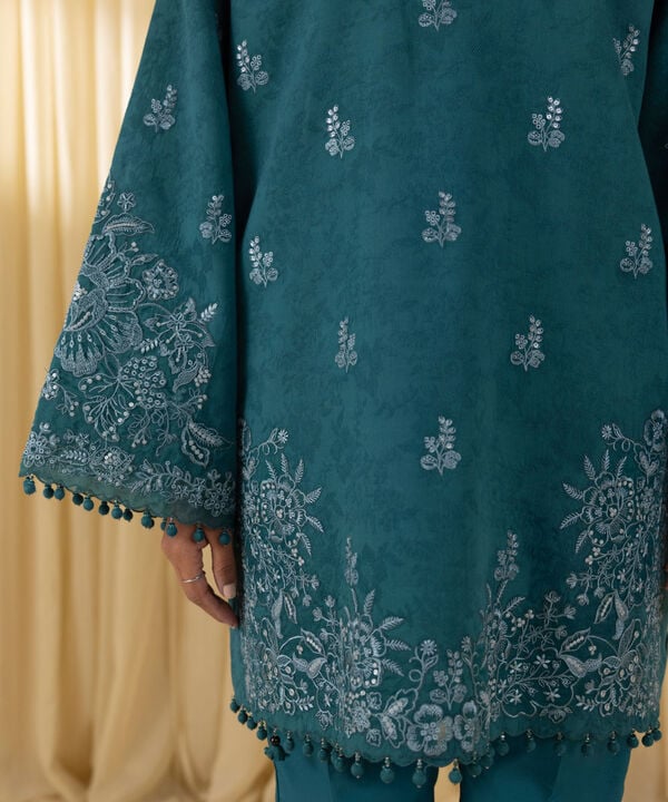 3 Piece - Embroidered Cotton Jacquard Suit (Unstitched)