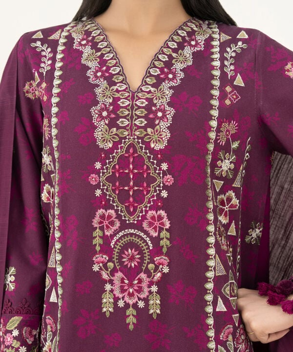 3 Piece - Embroidered Twill Suit