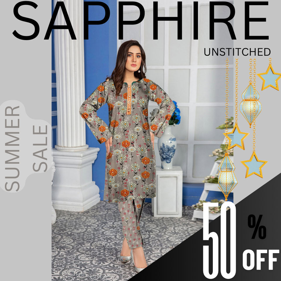 2 Pieces Unstitched Digital Print Suit LD 810