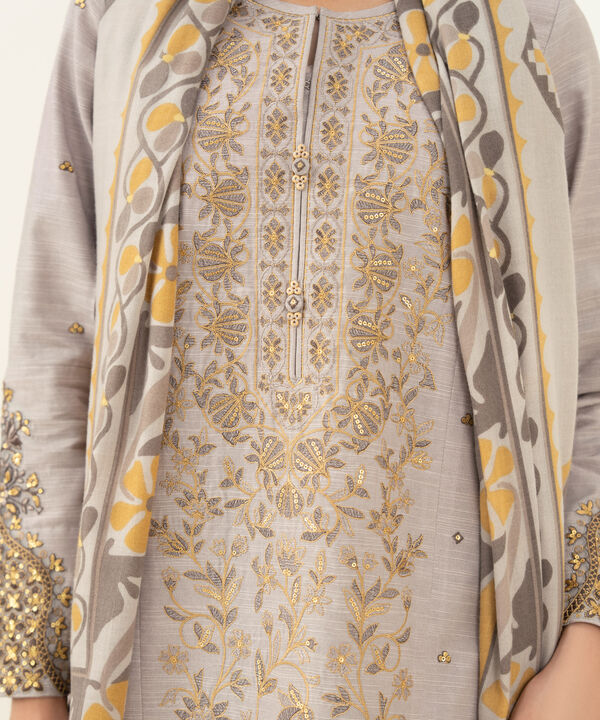 3 Piece - Embroidered Cotton Suit
