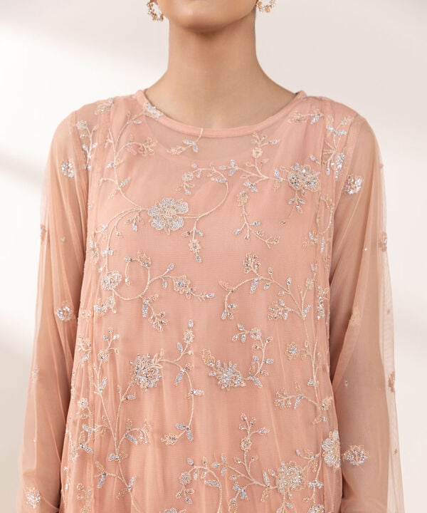 3 Piece - Embroidered Net Suit (Stitched)