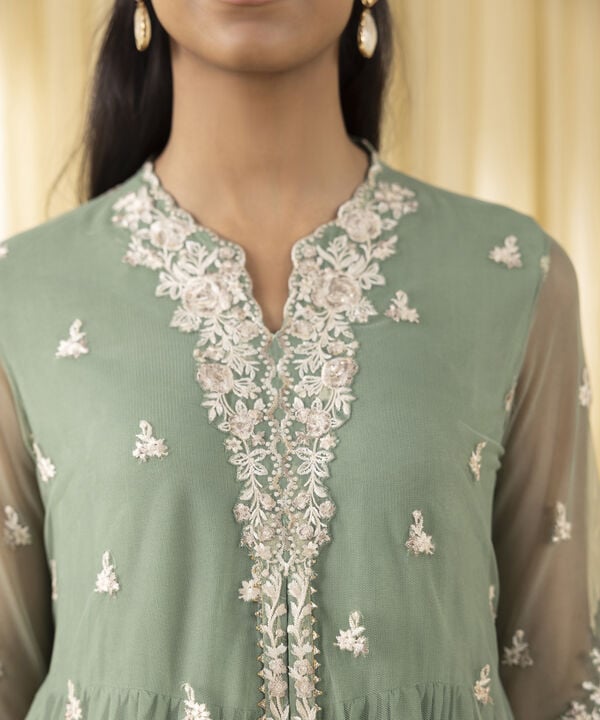 3 Piece - Embroidered Net Suit (Unstitched)