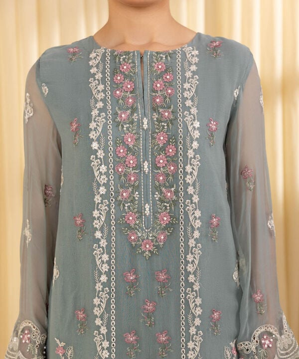 3 Piece - Embroidered Chiffon Suit (Unstitched)