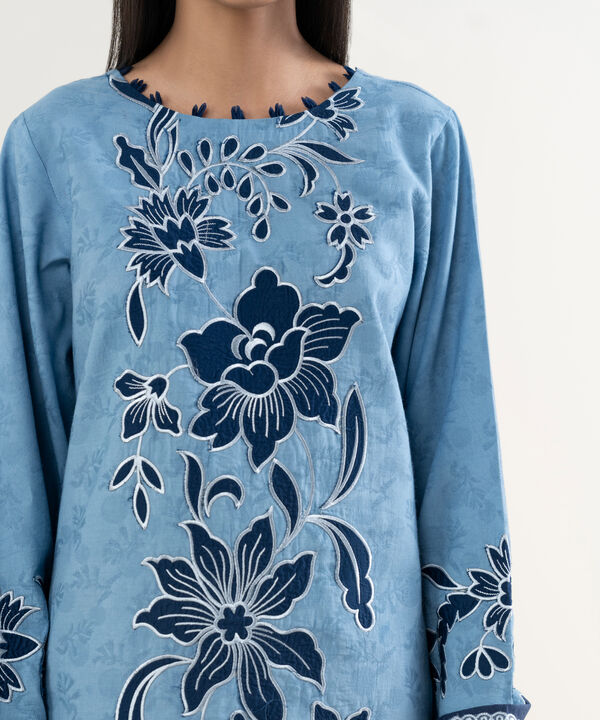 3 Piece - Embroidered Cotton Jacquard Suit