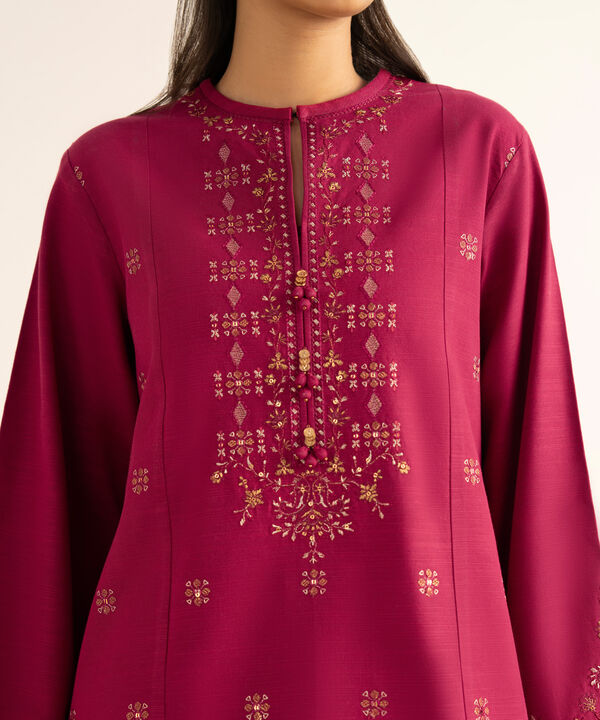 3 Piece - Embroidered Khaddar Suit