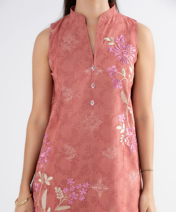 3 Piece - Embroidered Cotton Jacquard Suit