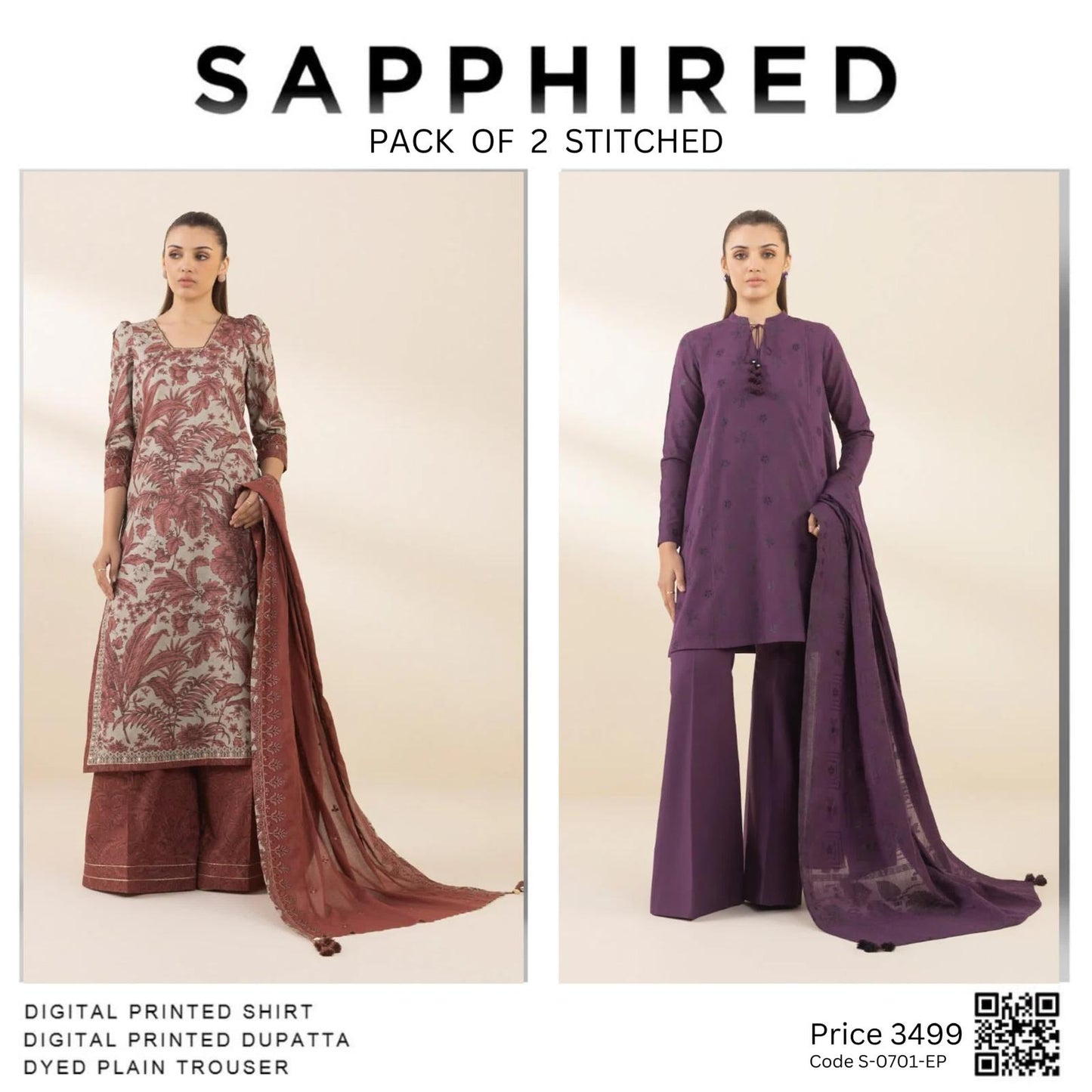 Pack of 2 stitched Code S-0704-EP