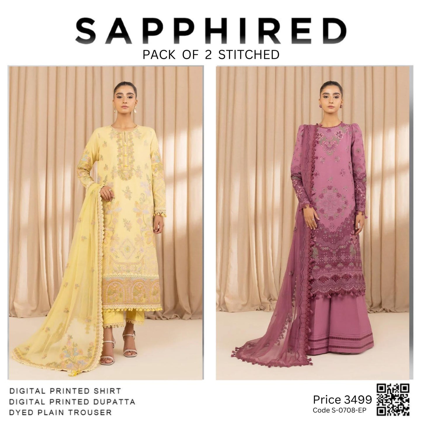 Pack of 2 stitched Code S-0708-EP