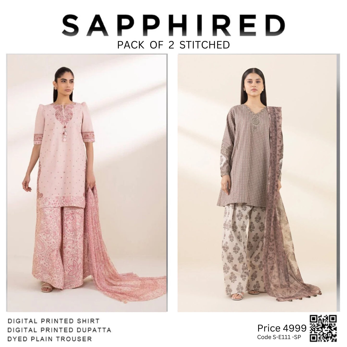 Pack of 2 stitched Code S-E111-SP