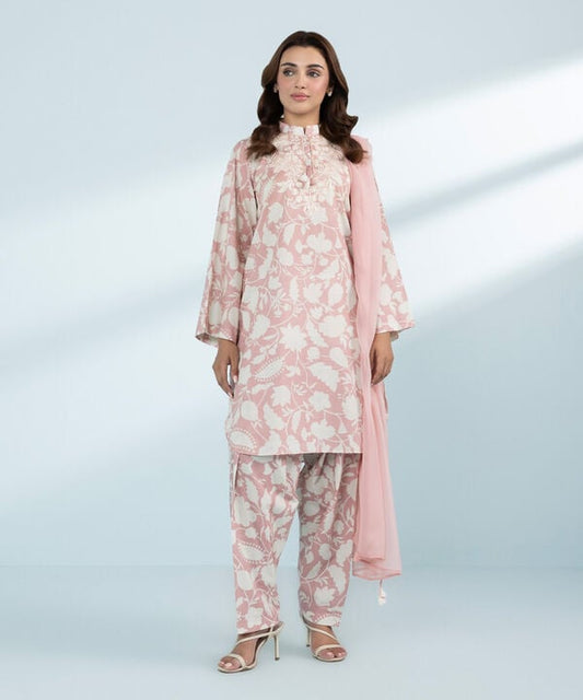 3 Piece - Embroidered Lawn Suit (Stitched)