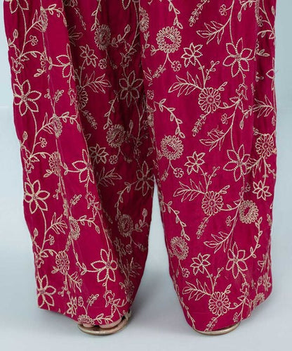 3 Piece - Embroidered Raw Silk Suit (Stitched)