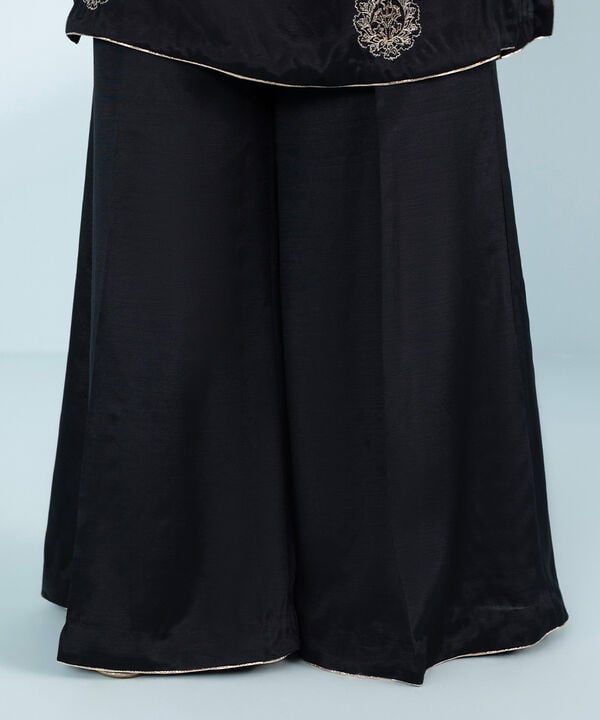 3 Piece - Embroidered Raw Silk Suit (Stitched)