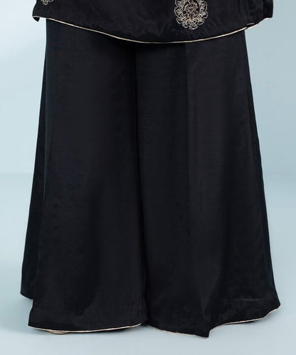 3 Piece - Embroidered Raw Silk Suit (Stitched)