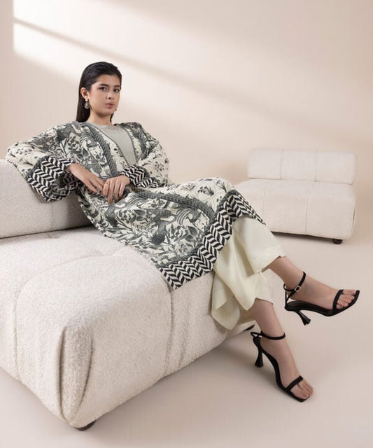 2 Piece - Printed Silk Suit (Stitched)