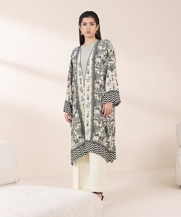 2 Piece - Printed Silk Suit (Stitched)