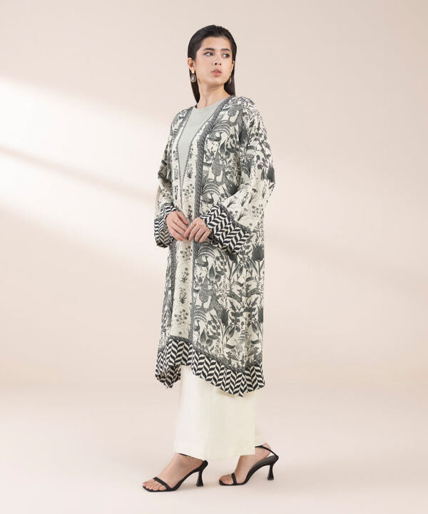 2 Piece - Printed Silk Suit (Stitched)