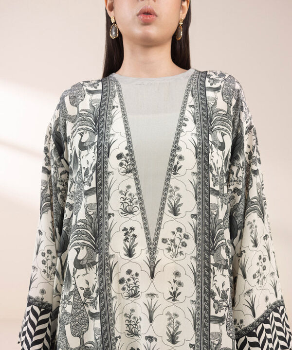 2 Piece - Printed Silk Suit (Stitched)