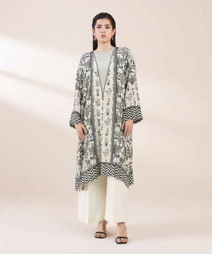 2 Piece - Printed Silk Suit (Stitched)