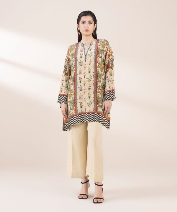 2 Piece - Printed Silk Suit (Stitched)