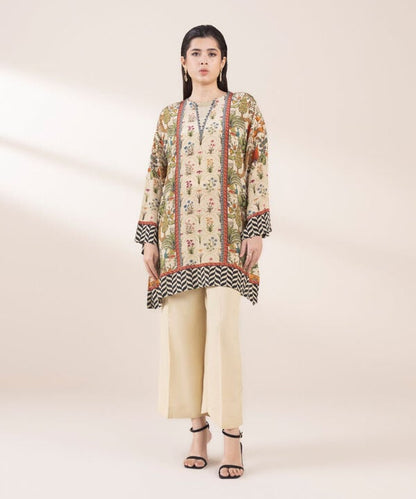 2 Piece - Printed Silk Suit (Stitched)