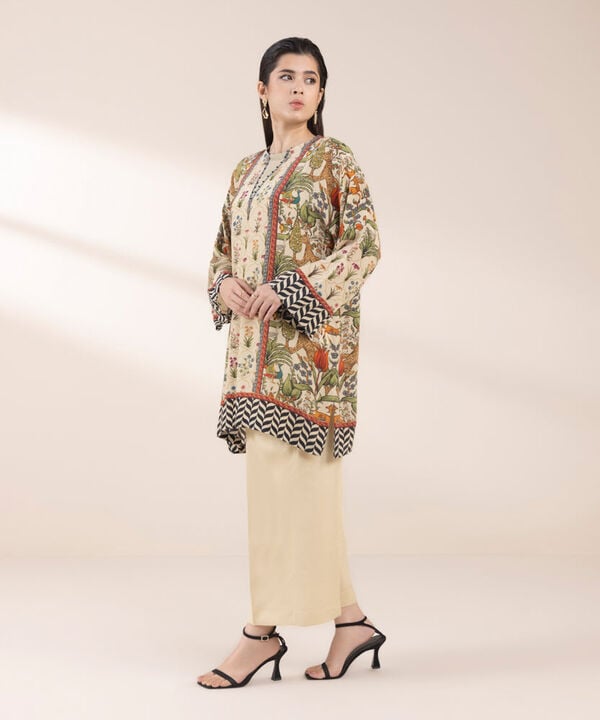 2 Piece - Printed Silk Suit (Stitched)