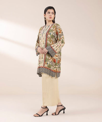 2 Piece - Printed Silk Suit (Stitched)