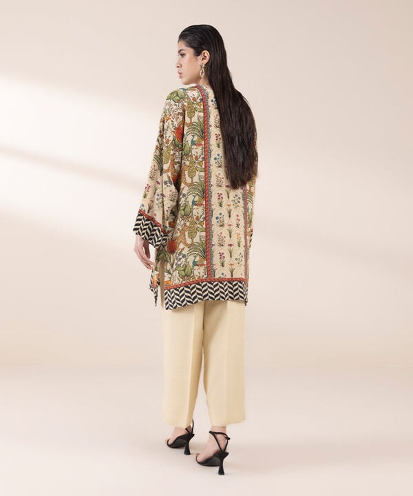 2 Piece - Printed Silk Suit (Stitched)