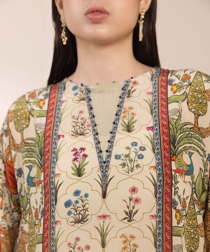 2 Piece - Printed Silk Suit (Stitched)