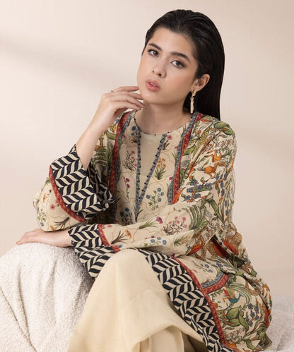 2 Piece - Printed Silk Suit (Stitched)