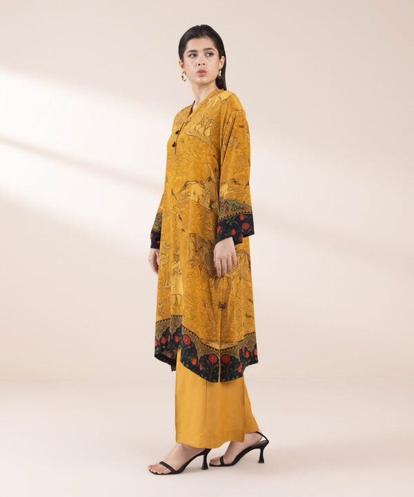 2 Piece - Printed Silk Suit (Stitched)