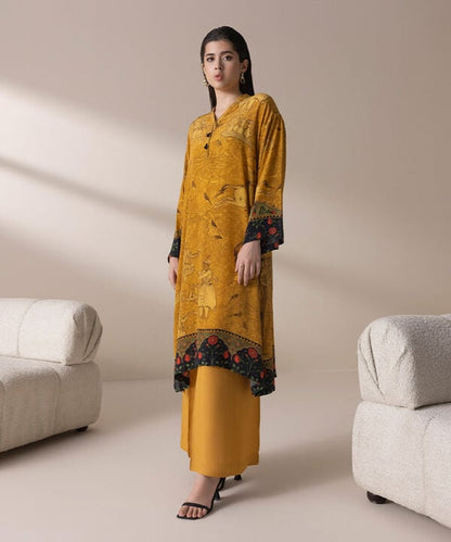 2 Piece - Printed Silk Suit (Stitched)