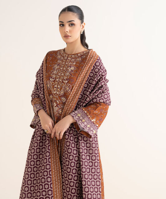 3 Piece - Embroidered Khaddar Suit