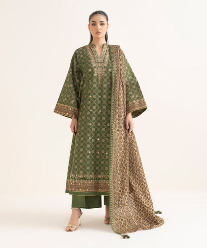 3 Piece - Embroidered Khaddar Suit