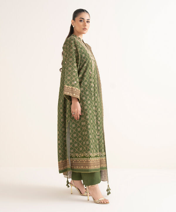 3 Piece - Embroidered Khaddar Suit