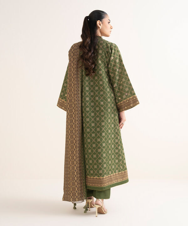 3 Piece - Embroidered Khaddar Suit