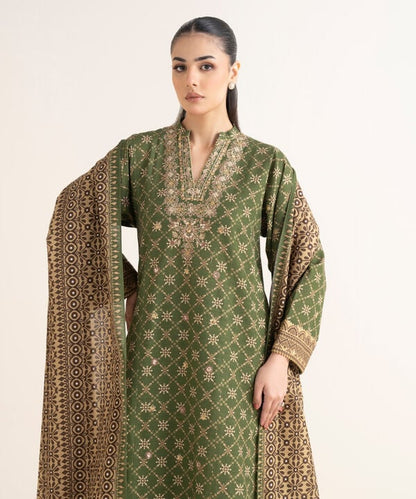 3 Piece - Embroidered Khaddar Suit