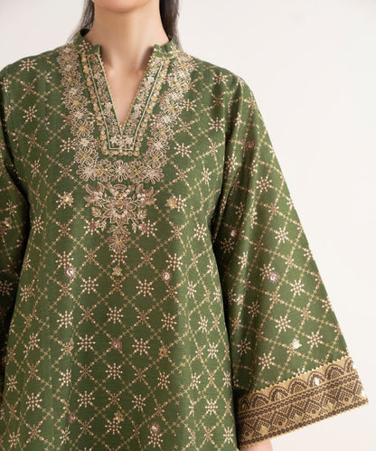 3 Piece - Embroidered Khaddar Suit