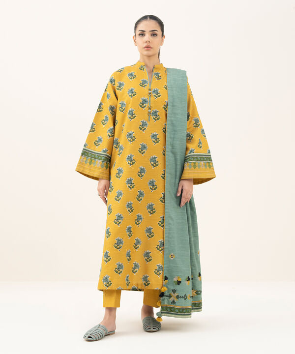 3 Piece - Printed Khaddar Suit