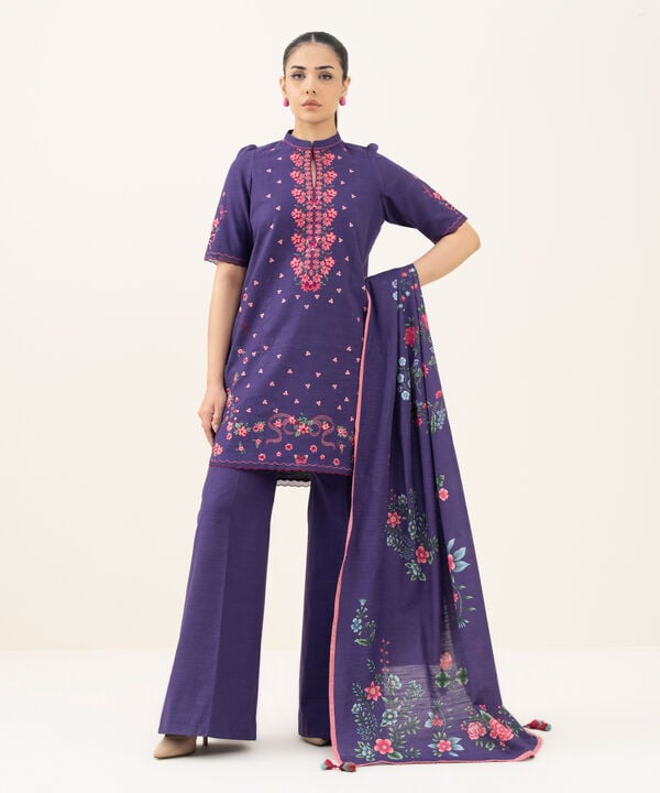 3 Piece - Embroidered Khaddar Suit