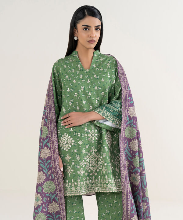 3 Piece - Embroidered Khaddar Suit