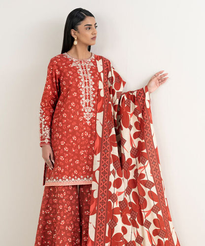 3 Piece - Embroidered Khaddar Suit