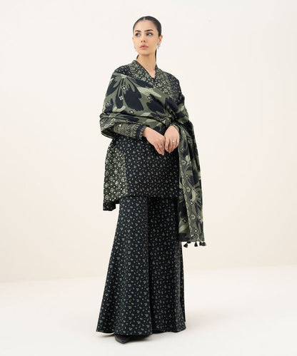 3 Piece - Embroidered Khaddar Suit