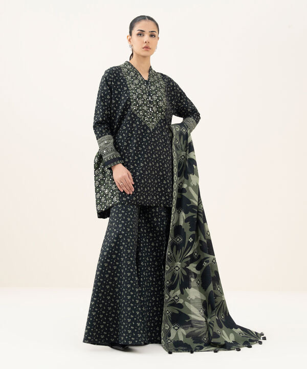 3 Piece - Embroidered Khaddar Suit